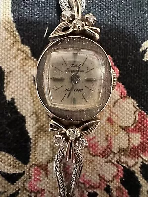 Vintage Jules Jurgensen 14 Kt Gold Woman's Watch Diamond Accents- NEEDS BATTERY • $62