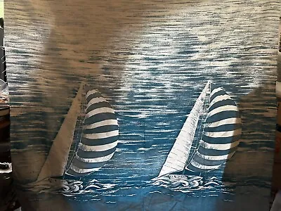 1996 Blue Fabric Sailboats Wall Hanging Unfinished Fabric Nautical Craft Sewing • $55.95