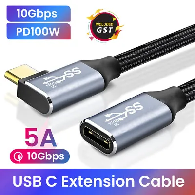 $17.83 • Buy 100W 10Gbps Right Angled USB-C Type-C Male To Female Extension Data Cable Cord