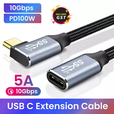 100W 10Gbps Right Angled USB-C Type-C Male To Female Extension Data Cable Cord • $13.98