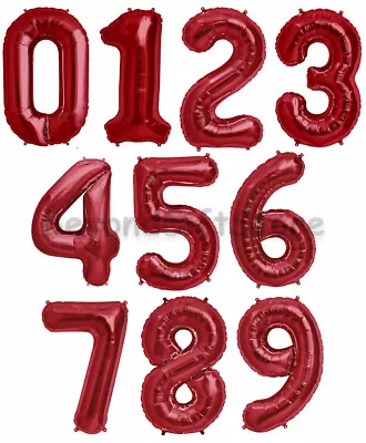 34  Large Red Number Balloons Happy Birthday Jumbo Foil Mylar Balloon • $5.99