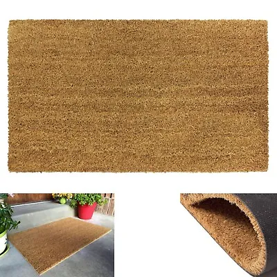 Natural Coir Doormat Latex Rubber Backing Entrance Mat Non Slip In Outdoor Rug • £15.49