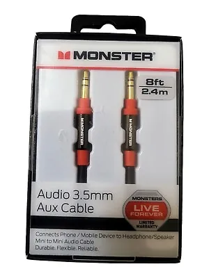 Monster 8-FT | 2.4 M AUDIO 3.5 MM AUX CABLE Gold Contacts HD Audio Phone Tablet • $15