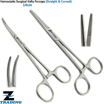 Hemostatic Surgical Artery Clamp Locking Veterinary Forceps Straight & Curved • £6.99