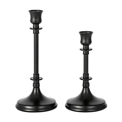 £18.92 • Buy Matte Black Taper Candlestick Holders Set Of 2 - Metal Taper Candle Holders F...