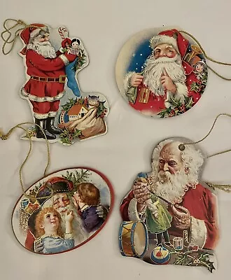 Victorian Santa Die Cut Cardboard Christmas Tree Ornament Decorations LOT 4 • $9.99