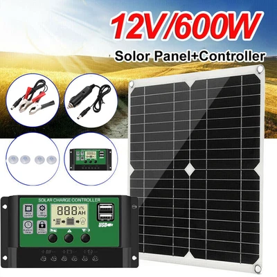 £19.58 • Buy 600W Solar Panel Kit 12V Battery Charger USB Controller Caravan Boat Car 100A UK