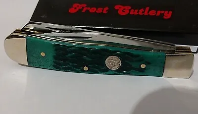 Jade Green Old Stock Frost Hunting Pocket Knife German Ss Trapper !!! • $6.99