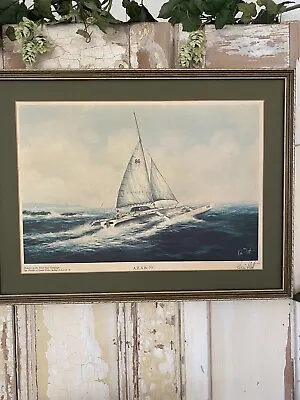 Signed SEASCAPE Watercolour PAINTING SHIPS SAILING SEA C1930  Framed • £14.58