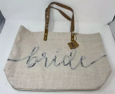 Mud Pie Sequin Bride Tote Bag 14  Tall  22” Wide Brand New Silver Sequins • $28