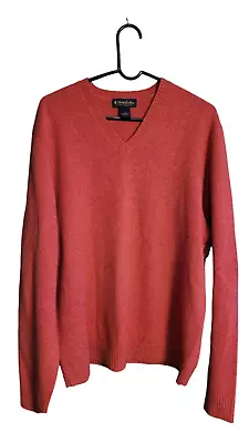 Brooks Brothers Sweater Mens XL Scottish Lambswool Maroon Long Sleeve V Neck • $25.99