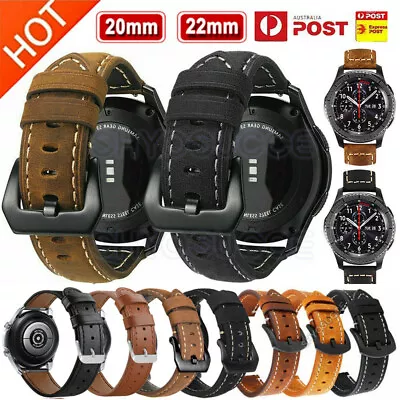 Leather Strap Band For Samsung Galaxy Watch 4 Classic 42mm 46mm Active 2 40 44mm • $11.85