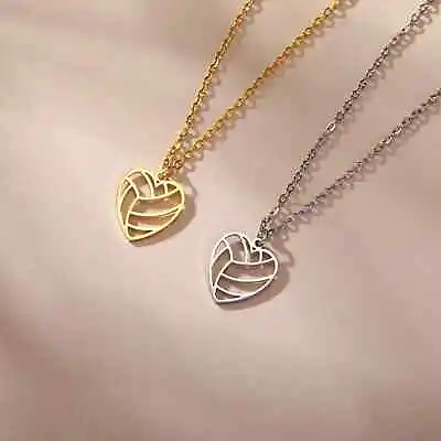 Sports Volleyball Heart Necklace  Stainless Steel Pendant Necklace Jewelry Gift • $6.57