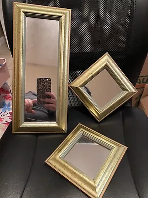 Vintage Set Of 3 Gold Wall Hanging Accent Mirror Homco Home Interiors • $20