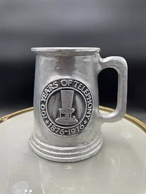 Vintage Dura-Cast Pewter Mug Beer Stein 100 YEARS OF TELEPHONY 1876 - 1976 USA • $8.99