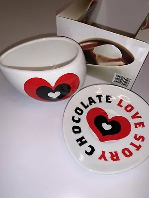 Max Brenner Hug Mug Cup & Saucer Chocolate Love Story Hearts Tea Coffee Mug • $8