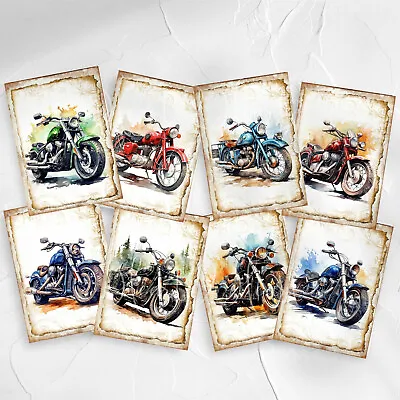 Motorcycle Card Toppers Cardmaking Tags ATC Journals Craft Men Father's Day • £2.80