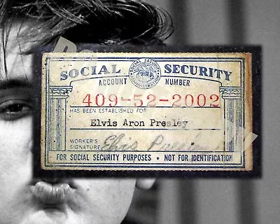 Elvis Presley THE KING OF ROCK N ROLL Social Security SOS Card 8x10 Photo • $11.99