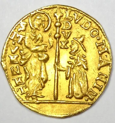 1789-97 Italy Venice Manin Gold Jesus Christ Zecchino 1Z - Choice AU / UNC MS • $655.50