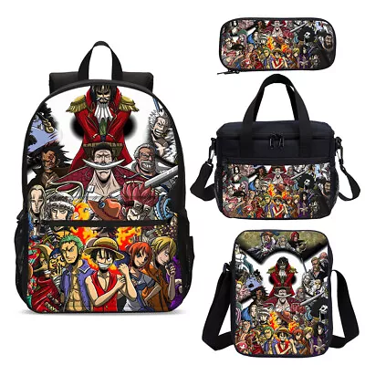 Kids Big School Backpack One Piece Anime Insulated Lunch Bag Pen Bag Satchel Lot • $12.99