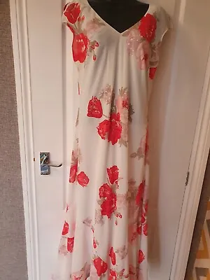 Libra Stunning Cream Coral Sequin Floaty Maxi Evening Dress Size 12 Special Occ • £8.50