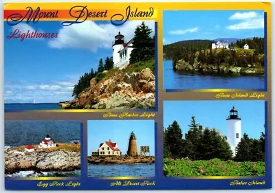 Postcard - Lighthouses Mount Desert Island - Maine • $1.90