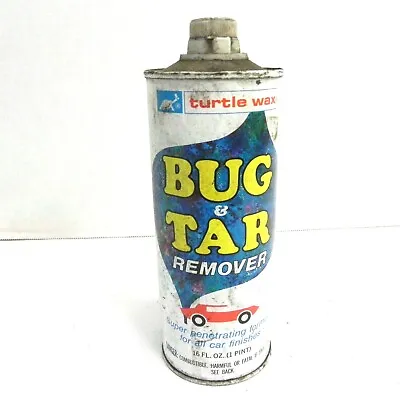 Vintage Turtle Wax Bug & Tar Remover 16 Oz Can Empty Used Collectable Vtg Can  • $15.98