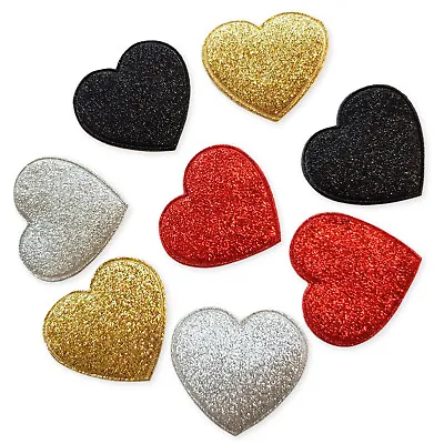 6pcs Glitter Padded Heart Craft Embellishments Scrapbooking Cardmaking Accessory • £1.49