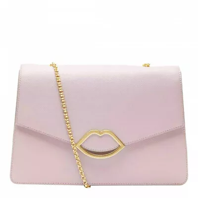 £109.99 • Buy Lulu Guinness Annabel Bag Blush Leather Lip Charm Chain Flap Crossbody £325