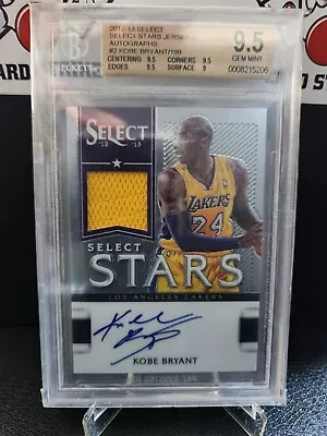 2012-13 Select Stars Jersey Autographs /199 Kobe Bryant #2 BGS 9.5 Auto 10 • $7999