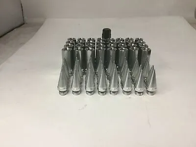 Set 32 9/16 Chrome Tall Spike Lug Nuts 2 Piece Hex Lug With Spike 2  Lug • $40