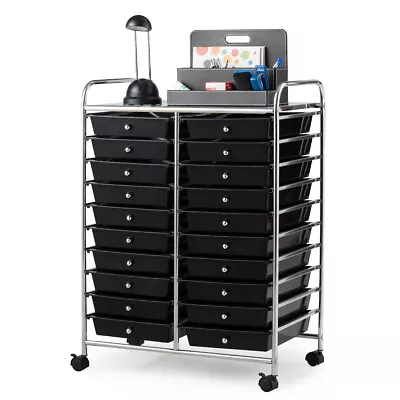 20 Drawers Rolling Cart Storage Scrapbook Paper Studio Organizer Home Black • $75.99