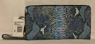 Brahmin SKYLER Clutch Lg Wristlet Travel Zip Wallet MARINE SEVILLE Blue Pink NWT • $199.88