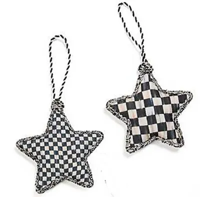 Mackenzie Childs Star 2 Sided Courtly Check ANYTIME Ornament Set Of 2 / 5  NEW!! • $34