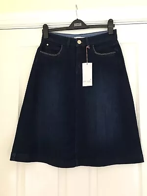 Bnwt M&s Peruna Denim Indigo A-line Skirt With 5 Pockets Size 10 • £4.99