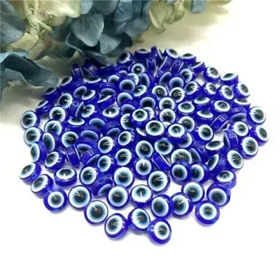 $2.24 • Buy 50pcs Evil Eye Resin Spacer 8/10mm Oval Bracelet Beads For Jewelry Making DIY