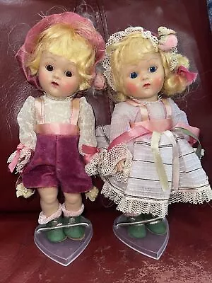 VTG VOGUE STRUNG GINNY DOLL SET HANSEL And GRETEL 1953 #33  #34 TWIN SERIES • $349.95