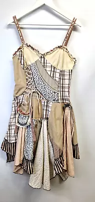 Lissa Patchwork Dress Steampunk Vintage Size L UK 14 JuJu Christine Style 30 • $37.72