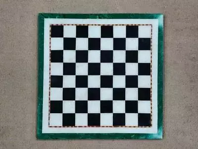 24'' Chess Marble Table Top Pietra Dura Inlay Mosaic Green Malachite Room Decor • $774