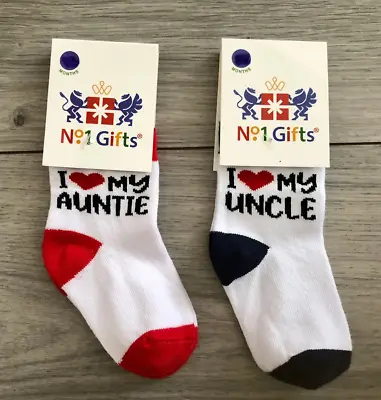 Seamless I Love My Auntie Uncle Baby Cotton Rich Novelty Socks 0-3 Years • £3.99