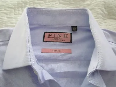 Thomas Pink Slim Fit Shirt Men's 15.5 Lavender French Cuff Dress London • $25