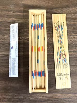 Mikado Spiel (31) Wood Pick Up Sticks Game With Wooden Storage Box + Directions • $6.95
