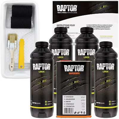 U-POL Raptor Black Urethane Spray-On Truck Bed Liner Kit W/Roller Kit 4 Liters • $149.99