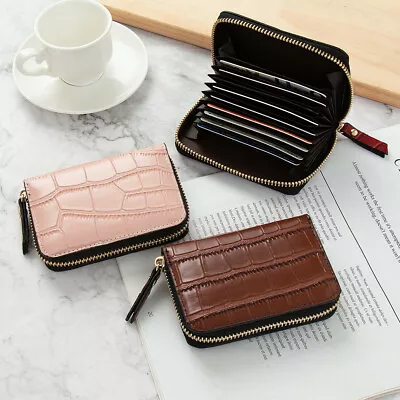 £4.99 • Buy Business Card Holder PU Leather Credit ID Card Wallet Bag Zipper Case Purse UK