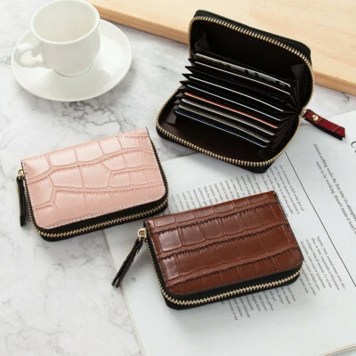 £4.99 • Buy Business Card Holder PU Leather Credit ID Card Wallet Bag Zipper Case Purse UK