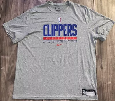 Nike LA Los Angeles Clippers NBA Team Issued Practice Tee Shirt Gray Men's 2XL • $24.99
