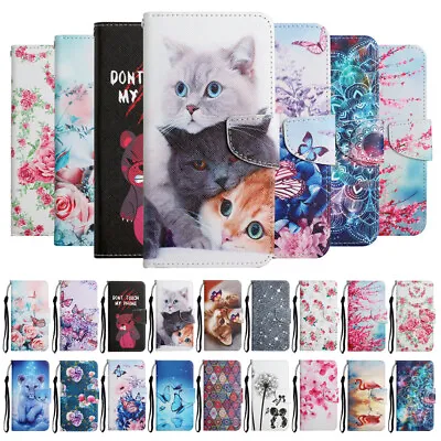 Flip Leather Phone Case For Huawei Y6S Y5 Y6 Y7 2019 Luxury Painted Wallet Cover • £7.75