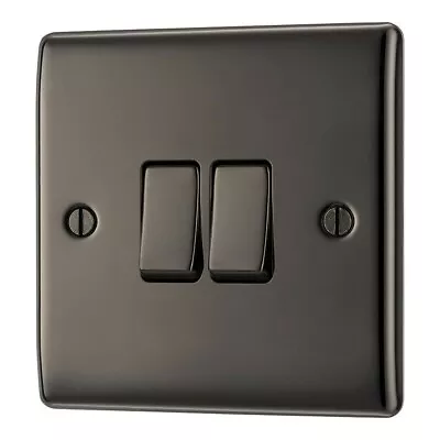 £6.35 • Buy BG Nexus Metal NBN42 - POLISHED BLACK NICKEL Double Light Switch 2 Gang 2 Way