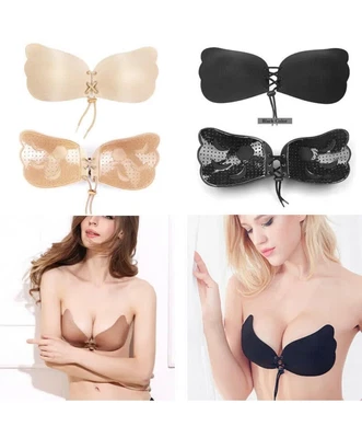 £4.59 • Buy Ladies Woman Strapless Backless Silicone Stick On Push Up Invisible Adhesive Bra