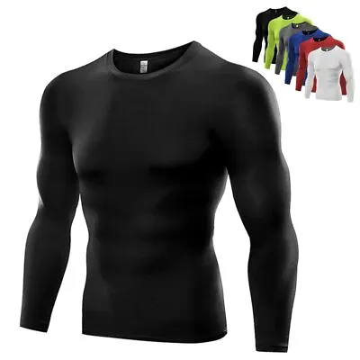 $11.99 • Buy Mens Compression Shirt Base Layer Thermal Tights Top Long Sleeve Gym Activewear